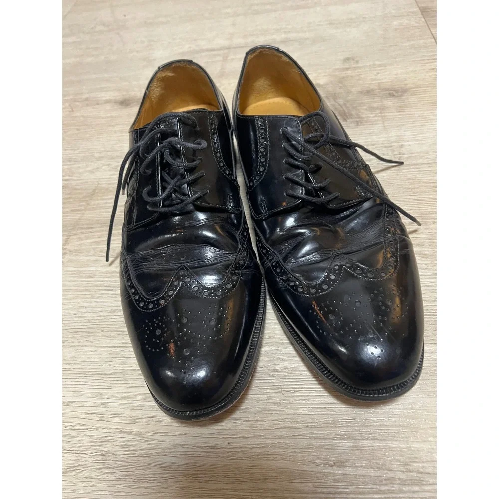 Cole Haan Mens Black‎ Patent Leather Wingtip Oxford Dress Shoes C07608 Size 13 M